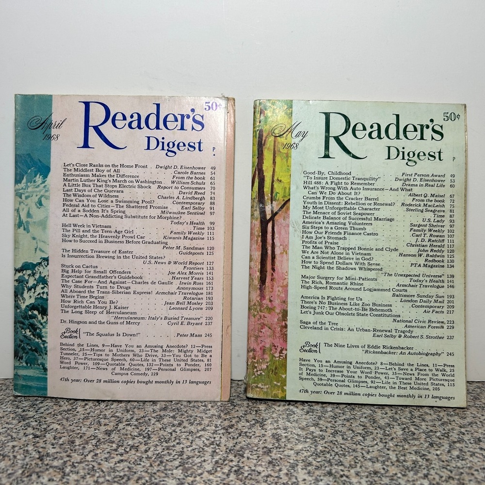 1968 April May READER'S DIGEST MAGAZINE Vintage History Short Stories Funny‎ Ads